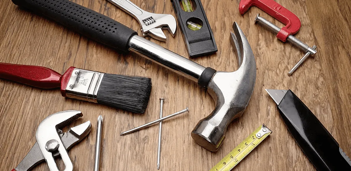 Handyman tools laid out for home repair and maintenance work in San Antonio, TX