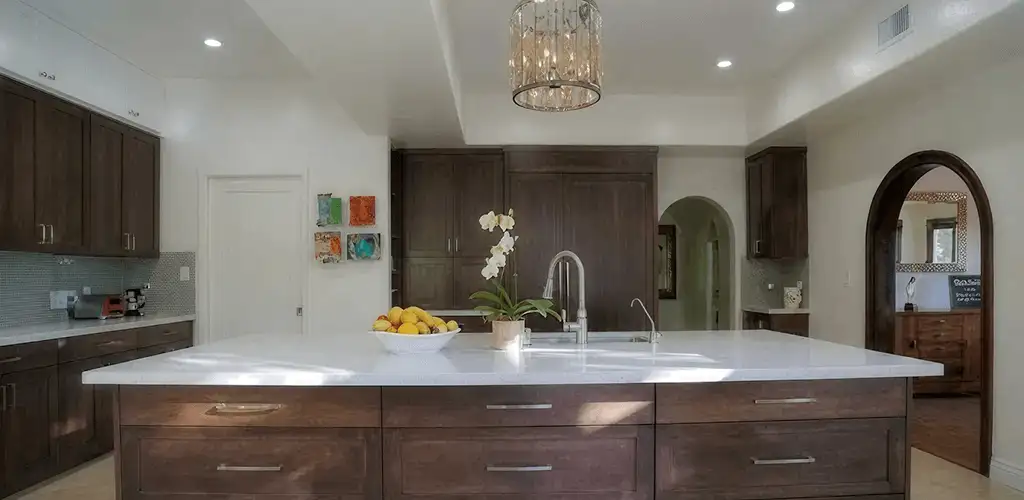Cabinet refacing project with updated kitchen cabinets and island in San Antonio, TX