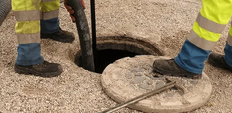 Drain cleaning crew clearing a sewer access point with professional equipment in San Antonio, TX
