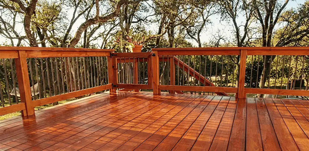 Deck sealing results with a freshly sealed wood deck in San Antonio, TX